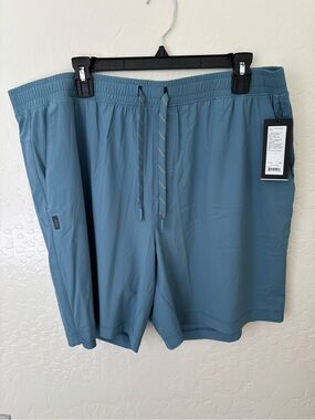 Rhone Men’s Pursuit 7” Unlined Shorts XXL Blue Stone Athletic Gym Stretch NWT